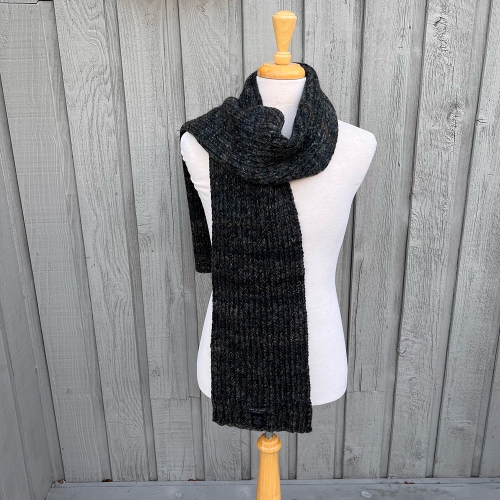 Rag & Bone Marled Charcoal Wool Blend Knit Scarf